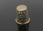 Southwestern 925 Sterling Silver Vintage Turquoise   Coral Sewing Thimble Tr2963