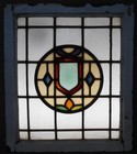 Abstract Midsize Old English Leaded Stained Glass Window 21  X 24 