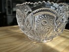 Vtg Imperial Glass Bowl Heavy Deep Cut Round On Raised Base  Sawtooth Rim Euc