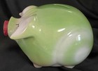  corky  Hull Apple Green Coin Money Pottery Pig Bank 1957 Usa Bullseye Design