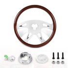18  Chrome Real Wood Steering Wheel 4 Spoke For Kenworth Peterbilt Freightliner