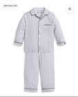 Petite Plume Kid s Twill Pajama Set In Navy French Ticking Nwt Msrp  58 Sz 7