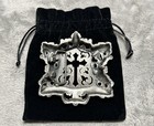 Ornate Gothic Cross Shield Belt Buckle Silver Tone   Usa Seller