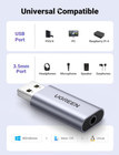 2x Ugreen Usb To Audio Jack Usb Sound Card 3 5mm Audio Adapter 2 In 1 Usb