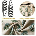 Block Print Scalloped Bathroom Washable Shower Curtain Set With 12 Hooks