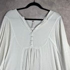 Free People Leo Henley Shirt Womens M White Waffle Knit Long Sleeve Thermal Boho