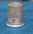 Antique Simons Bros Co Sterling Silver Thimble  size 11  Fancy Fan Border