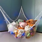 W  Led Light Toy Storage Corner Organizer White Stuffed Animal Hammock Net