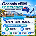 Australia New Zealand Esim Unlimited Max 10max 5g 4g 1-30 Days Qr Code Lot