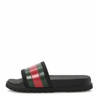 Men s Slide Sandals Black Green Red Striped Rubber Slip On Us Size 9 5