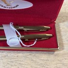 Centennial Ball Point Pen And Mechanical Pencil Set Vtg Gold Tone Red Box