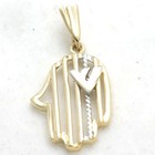 New Hamsa 14k Pendant  2-tone Yellow White Gold Charm Handmade Israel Judaica