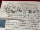 1818 Framed British Indenture Servant Contract  -4 Signed Wax Seals- 29 x32 