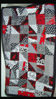 Black White  100  Cotton Fabric 3 Pounds Lot Accent In Red Mostly New Yards Scra