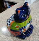 Brand New Talavera Mexican Pottery Fat Cat Planter  Hand Painted Decor
