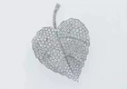 14k White Gold Plated 3 10ct Round Cut Simulated Diamond Women s Leaf Brooch Pin