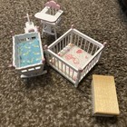 Huge Kidkraft Wooden Metal Doll House Play Furniture 30  Piece Lot Nursery Beds
