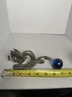 Vintage Hudson Pewter Chinese Dragon 1986  3907 Red Jewel Eyes With Orb   Stand