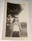 Rare Vintage American Girl Eating Pizza In The Park Snapshot Photo  C 1950 s Us