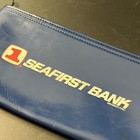 Vtg Seafirst Bank Deposit Bag Zippered Money Pouch Seattle First National Blue