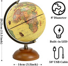 Illuminated World Globe With Wood Stand  8   Vintage Globes For Adults  Light Up