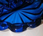 Vintage Mcm Viking Glass Azure Blue Ashtray 8  Heavy Cigar Ashtray 
