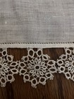 Vintage White Linen Handkerchief Hand Tatted Lace Edge Floral Antique Style