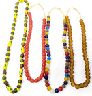 African Dutch Style Trade Beads Glass Colorful Ball Collectible Strands Lot Of 4