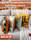 Fall Pillow Covers 18x18 Soft Cozy Farmhouse Pumpkin Plaid Set Of 4 Usa