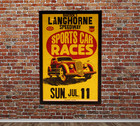 1950 s Langhorne Pa Auto Racing Framed Poster  Vintage Alfa Rome Sports Car Race