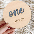 Monthly Baby Milestone And First Holiday Signs  Wooden Baby Months Disc Set 1-12