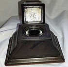 Metal Inkwell Art Deco Vintage Ink Well Hiunged Lid- Glass Insert Desktop