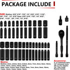 1 4   55pcs Drive Impact Socket Set Sae   Metric Deep Shallow Sockets Wrench Set