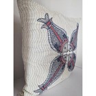 Rare Vtg Pottery Barn 24  Embroidered Kissing Fish Pillow Cover W down Insert