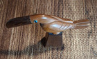 Carved Natural Wood Toucan Bird Figurine Goggly Eyes 4  Tall