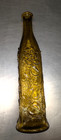 Vintage Empoli Square Amber Glass Bottle Decanter 14  Flower vine  Italy