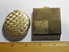 Lot Of 2 Vintage Powder Compacts 2  Square And Round Revlon Moon Drops Mop Brass