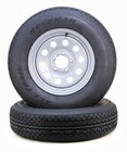 Set 2 Trailer Tire Silver Mod Rim St205 75r15 8-ply D 107m 5 Lug On 4 5 