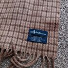 Polo Ralph Lauren Lambswool Scarf Reversible Plaid Brown Fringe Italy 66 