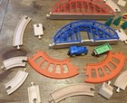 Wooden Train Track Set Bridges Accessories 40 Plus Pieces Vintage 1990   s
