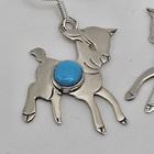 New  Handcrafted Sterling Silver Lamb Sheep Dangle Earrings Turquoise Signed Rb