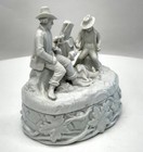 Antique 19thc Porcelain Figurine Of Two Hunters Having A Picnic 