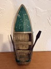 Palecek Made Wood Rowboat Model With Oars  Green Painted Hull  24 In   Under