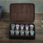 10-slot Watch Box Travel Organizer Case Handmade Vintage Crazy Horse Leather