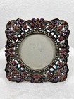 2 Metal Ornate Photo Frames Bejeweled Bling Enamel Victorian Round   Rectangular