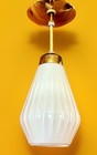 Vintage Mid Century Modern Fluted Teardrop Glass Pendant Hanging Ceiling Light