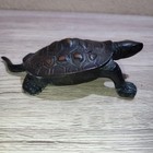 Vintage Bronze Statue Turtle Japanese Figurine Metal Reptile Ornament 6 7 Inch