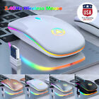 2 4ghz Wireless Optical Mouse Usb Rechargeable Rgb Cordless Mice For Pc Laptop