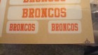 Denver Broncos Throwback Full Size Football Helmet Decals With Stripe   Bumpers
