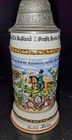 Vintage Original German Regimental Lidded Beer Stein Nude Lithophane 1912-1915